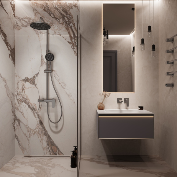 Душевая система Vincea Puro VSFS-5P1GM вороненая сталь фото