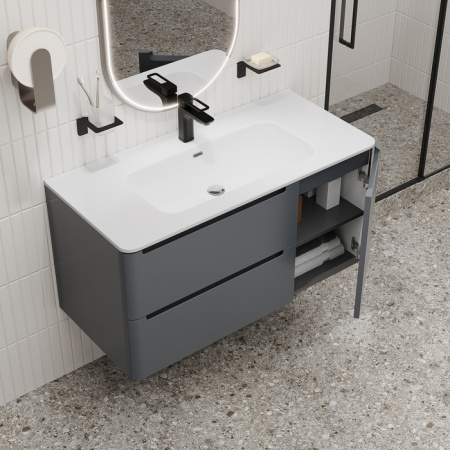 Тумба с раковиной Iddis Edifice EDI10D0i95K 100 см, темно-серая фото