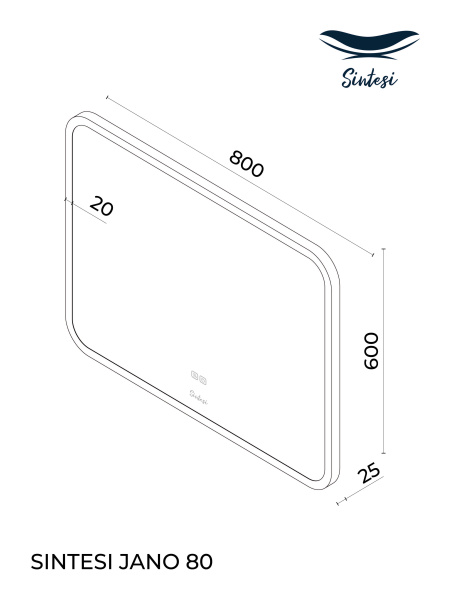 Зеркало с подсветкой и подогревом SINTESI JANO 80 SIN-SPEC-JANO-80 80x60 фото