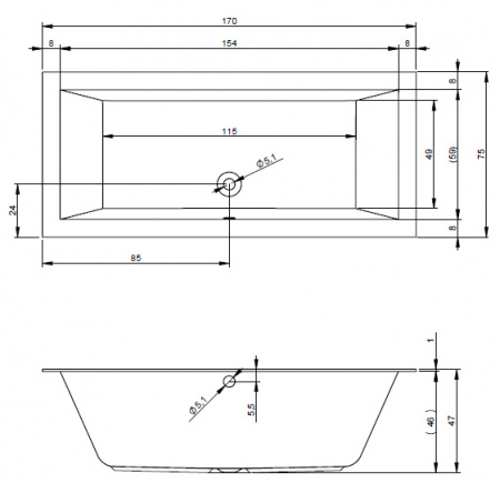 Акриловая ванна Riho Lugo BT0100500000000 170x75 фото