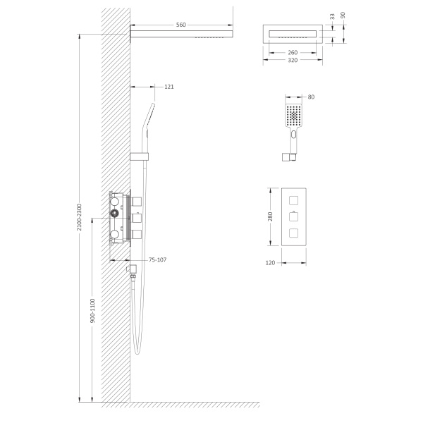 Душевая система скрытого монтажа Timo Petruma SX-5039/03SM Черный фото