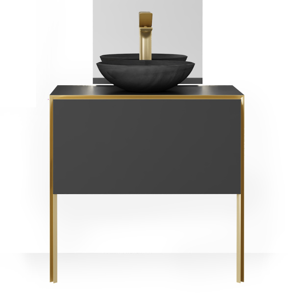 Тумба под раковину Jorno Shik 80 Shk.01.80/A/JR антрацит/золото фото