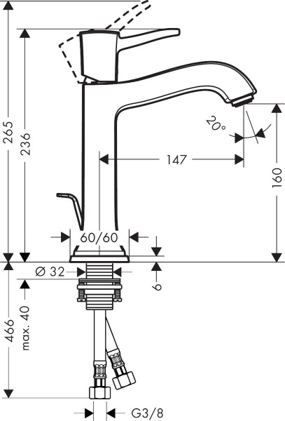 Высокий смеситель для раковины Hansgrohe Metropol Classic 31302090 фото