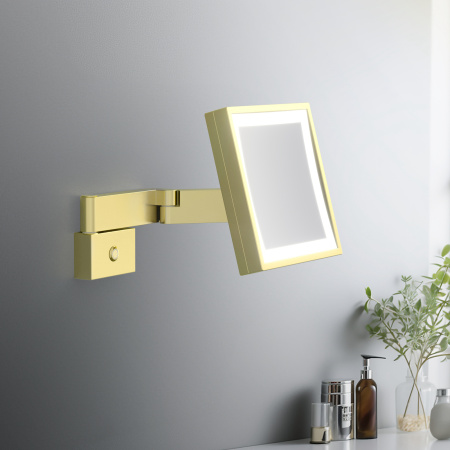 Зеркало с подсветкой и 5 кратным увеличением Timo Selene 17074/17 матовое золото фото