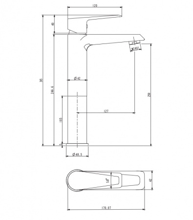 Высокий смеситель для раковины Omnires Astoria AS5612CR фото