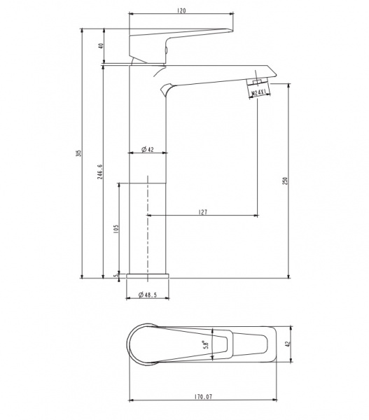Высокий смеситель для раковины Omnires Astoria AS5612CR фото