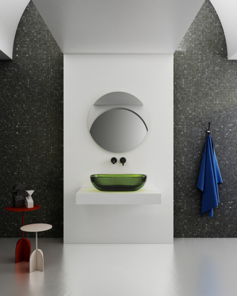 Накладная раковина Abber Kristall AT2805Emerald 60x40 зеленая фото