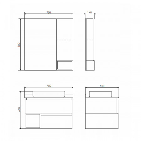 Зеркало-шкаф Comforty Прага-75 дуб белый фото