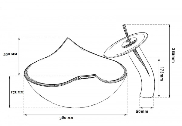 Накладная раковина со смесителем Bronze de Luxe 140186/1 55х36 фото