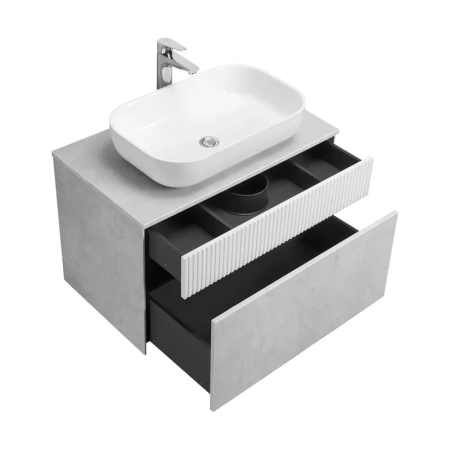 Тумба под раковину Акватон Марбл 80 1A276201MH4C0 белый матовый/слэйт фото