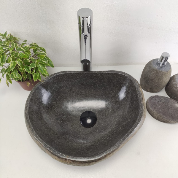 Накладная раковина из речного камня RS0959 (44*34*14) фото