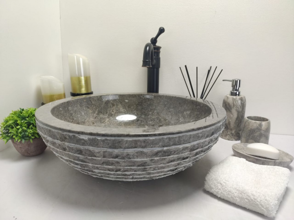 Раковина из мрамора Indo Bowl Marmo Grey Medium BM-00034 фото