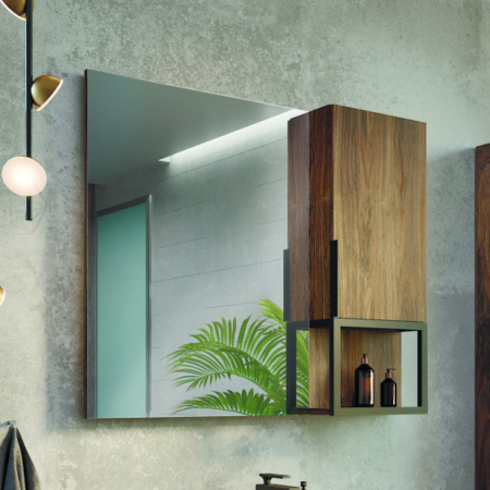 Зеркало со шкафчиком Comforty Равенна Лофт-90 дуб темно-коричневый фото