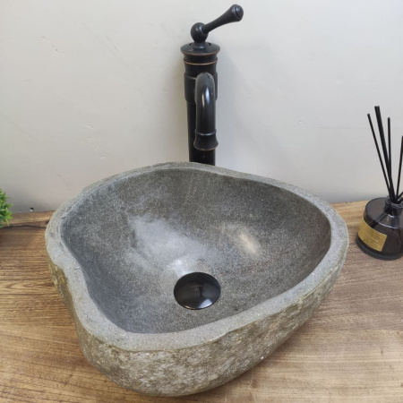 Накладная раковина из речного камня RS01146 (39*34*15) фото