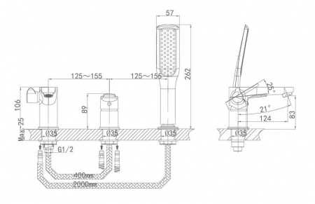 Смеситель на борт ванны D&K Marx Rhein DA1394941 фото