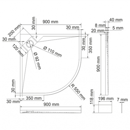 Поддон для душа WasserKRAFT Alme 15T01 90х90 фото