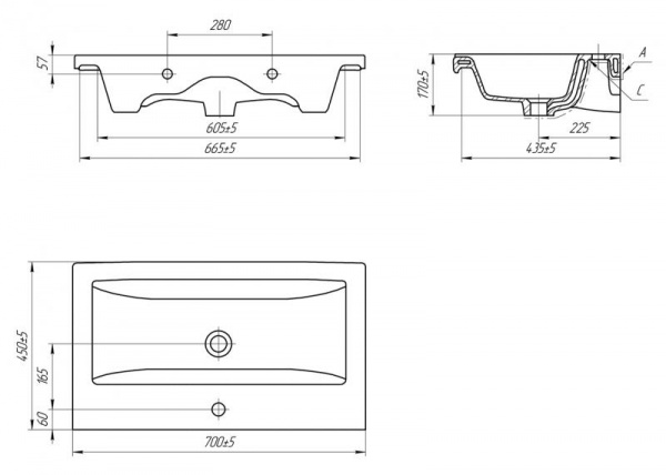 Раковина Бриклаер Церсанит Комо 70 S-UM-COM70/1-w фото
