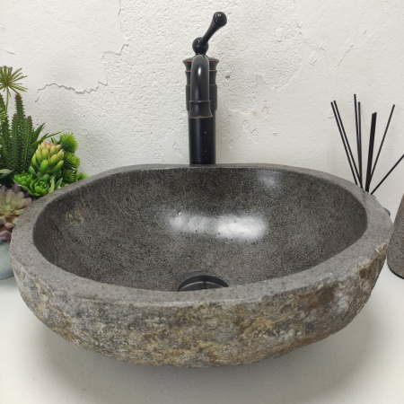 Накладная раковина из речного камня RS01524 (42*37*14) 40B фото