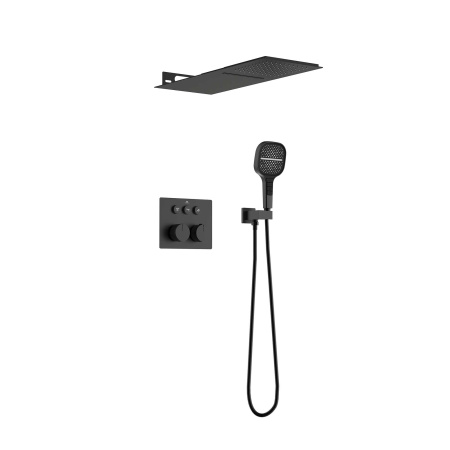 Душевая система скрытого монтажа с термостатом Vincea VSFW-401TMB черная матовая фото