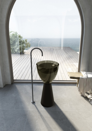 Напольная раковина из полиэфирной смолы Abber Kristall AT2703Black-Vesuvian черная/оливковая фото