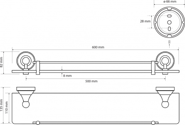 Полка стеклянная Bemeta Kera 144702247 фото