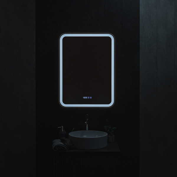 Зеркальный шкаф с подсветкой, подогревом и часами Aquame Фиджи AQM9203 правый, антрацит фото